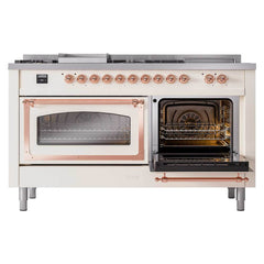 ILVE Nostalgie II Noblesse 60" Dual Fuel Range 7 Sealed Burners + Griddle + French Top,Triple Glass Door - UN60FSNMP - The Home Selection