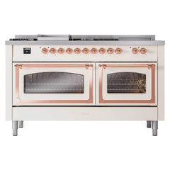 ILVE Nostalgie II Noblesse 60" Dual Fuel Range 7 Sealed Burners + Griddle + French Top,Triple Glass Door - UN60FSNMP - The Home Selection