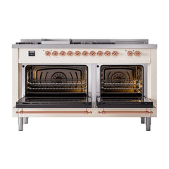 ILVE Nostalgie II Noblesse 60" Dual Fuel Range 7 Sealed Burners + Griddle + French Top,Triple Glass Door - UN60FSNMP - The Home Selection