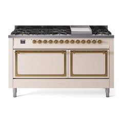ILVE Nostalgie II Noblesse 60″ Dual Fuel Range 9 Sealed Burners + Griddle, Solid Door - UN60FQNMP - The Home Selection