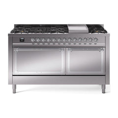 ILVE Nostalgie II Noblesse 60″ Dual Fuel Range 9 Sealed Burners + Griddle, Solid Door - UN60FQNMP - The Home Selection