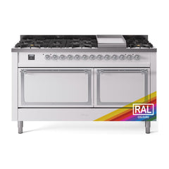 ILVE Nostalgie II Noblesse 60″ Dual Fuel Range 9 Sealed Burners + Griddle, Solid Door - UN60FQNMP - The Home Selection
