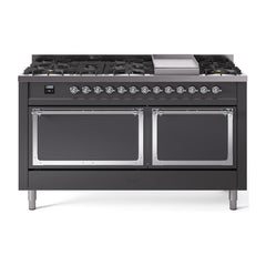 ILVE Nostalgie II Noblesse 60″ Dual Fuel Range 9 Sealed Burners + Griddle, Solid Door - UN60FQNMP - The Home Selection