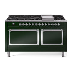 ILVE Nostalgie II Noblesse 60″ Dual Fuel Range 9 Sealed Burners + Griddle, Solid Door - UN60FQNMP - The Home Selection