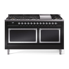 ILVE Nostalgie II Noblesse 60″ Dual Fuel Range 9 Sealed Burners + Griddle, Solid Door - UN60FQNMP - The Home Selection