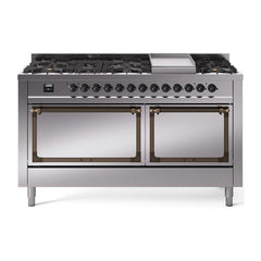 ILVE Nostalgie II Noblesse 60″ Dual Fuel Range 9 Sealed Burners + Griddle, Solid Door - UN60FQNMP - The Home Selection