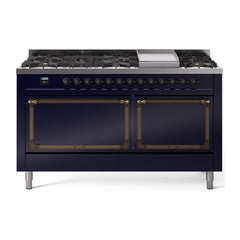ILVE Nostalgie II Noblesse 60″ Dual Fuel Range 9 Sealed Burners + Griddle, Solid Door - UN60FQNMP - The Home Selection
