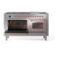 ILVE Nostalgie II Noblesse 60 inch Dual Fuel Range 9 Sealed Burners + Griddle, Triple Glass Door - UN60FNMP - The Home Selection