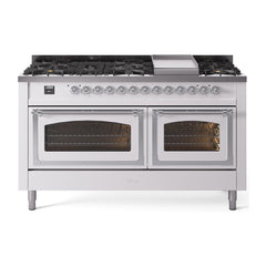 ILVE Nostalgie II Noblesse 60 inch Dual Fuel Range 9 Sealed Burners + Griddle, Triple Glass Door - UN60FNMP - The Home Selection