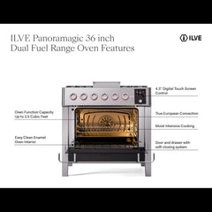 ILVE Panoramagic 36″ Dual Fuel Range with 6 Burners & Griddle - UPM09FDS3SS - The Home Selection