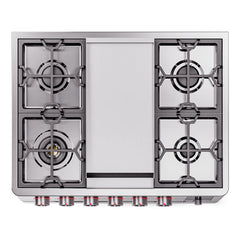 ILVE Panoramagic 36″ Dual Fuel Range with 6 Burners & Griddle - UPM09FDS3SS - The Home Selection