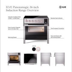ILVE Panoramagic 36″ Induction Range with 6 Elements - UPMI09S3 - The Home Selection