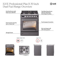 ILVE Professional Plus II 30 inch Dual Fuel Range - UP30 - The Home Selection