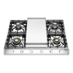ILVE Professional Plus II 36" Built-In Cooktop with 4 Burners & Griddle – Stainless Steel - UHCP965FSS - The Home Selection