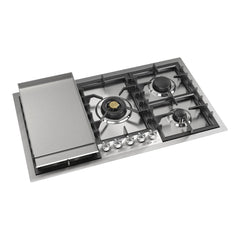 ILVE Professional Plus II 36 inch Built-In Gas Cooktop with Total Black Brass Burners, in Stainless Steel - UHCPT95 - The Home Selection