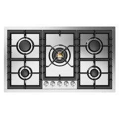 ILVE Professional Plus II 36 inch Built-In Gas Cooktop with Total Black Brass Burners, in Stainless Steel - UHCPT95 - The Home Selection