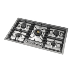ILVE Professional Plus II 36 inch Built-In Gas Cooktop with Total Black Brass Burners, in Stainless Steel - UHCPT95 - The Home Selection