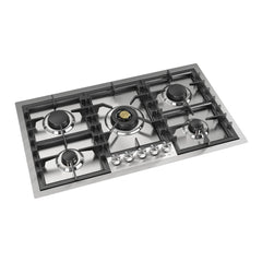 ILVE Professional Plus II 36 inch Built-In Gas Cooktop with Total Black Brass Burners, in Stainless Steel - UHCPT95 - The Home Selection