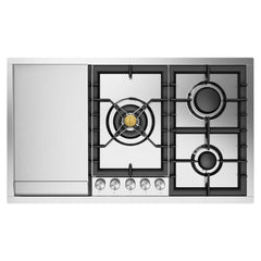 ILVE Professional Plus II 36 inch Built-In Gas Cooktop with Total Black Brass Burners, in Stainless Steel - UHCPT95 - The Home Selection