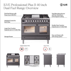 ILVE Professional Plus II 40 Inch Dual Fuel Range - UPD40F - The Home Selection