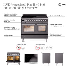 ILVE Professional Plus Ii 40 Inch Induction Range - UPDI406Q - The Home Selection