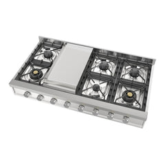 ILVE Professional Plus II 48" Built-In Rangetop with 6 Burners & Griddle – Stainless Steel - UHCP48FSS - The Home Selection