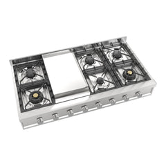 ILVE Professional Plus II 48" Built-In Rangetop with 6 Burners & Griddle – Stainless Steel - UHCP48FSS - The Home Selection