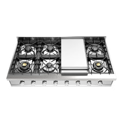 ILVE Professional Plus II 48" Built-In Rangetop with 6 Burners & Griddle – Stainless Steel - UHCP48FSS - The Home Selection