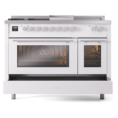 ILVE Professional Plus II 48" Dual Fuel Range 5 Sealed Burners + Griddle + French Top - UP48FS - The Home Selection