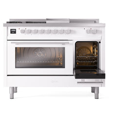 ILVE Professional Plus II 48" Dual Fuel Range 5 Sealed Burners + Griddle + French Top - UP48FS - The Home Selection