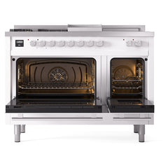 ILVE Professional Plus II 48" Dual Fuel Range 5 Sealed Burners + Griddle + French Top - UP48FS - The Home Selection
