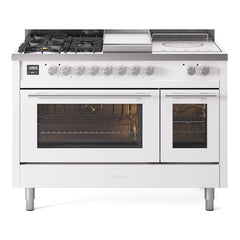ILVE Professional Plus II 48" Dual Fuel Range 5 Sealed Burners + Griddle + French Top - UP48FS - The Home Selection