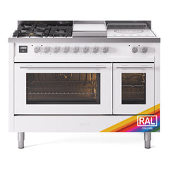 ILVE Professional Plus II 48" Dual Fuel Range 5 Sealed Burners + Griddle + French Top - UP48FS - The Home Selection