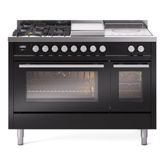 ILVE Professional Plus II 48" Dual Fuel Range 5 Sealed Burners + Griddle + French Top - UP48FS - The Home Selection
