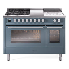ILVE Professional Plus II 48" Dual Fuel Range 5 Sealed Burners + Griddle + French Top - UP48FS - The Home Selection