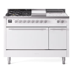 ILVE Professional Plus II 48" Dual Fuel Range 5 Sealed Burners + Griddle + French Top - UP48FS - The Home Selection