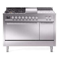 ILVE Professional Plus II 48" Dual Fuel Range 5 Sealed Burners + Griddle + French Top - UP48FS - The Home Selection