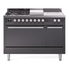 ILVE Professional Plus II 48" Dual Fuel Range 5 Sealed Burners + Griddle + French Top - UP48FS - The Home Selection