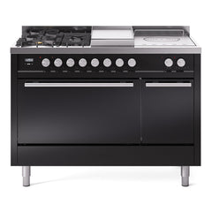 ILVE Professional Plus II 48" Dual Fuel Range 5 Sealed Burners + Griddle + French Top - UP48FS - The Home Selection