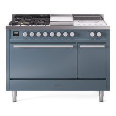ILVE Professional Plus II 48" Dual Fuel Range 5 Sealed Burners + Griddle + French Top - UP48FS - The Home Selection