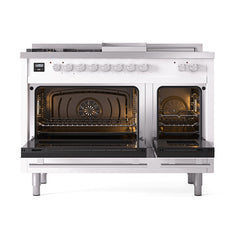 ILVE Professional Plus II 48" Dual Fuel Range 5 Sealed Burners + Griddle + French Top - UP48FS - The Home Selection