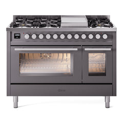 ILVE Professional Plus II 48" Dual Fuel Range 8 Sealed Burners + Griddle - UP48F - The Home Selection