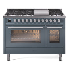 ILVE Professional Plus II 48" Dual Fuel Range 8 Sealed Burners + Griddle - UP48F - The Home Selection