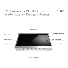 ILVE Professional Plus II 48 inch Built-In Induction Rangetop, in Stainless Steel - UHCPI486SS - The Home Selection