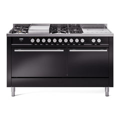 ILVE Professional Plus II 60 Inch Dual Fuel Range with 7 Sealed Burners, Griddle & French Top - UP60FS - The Home Selection