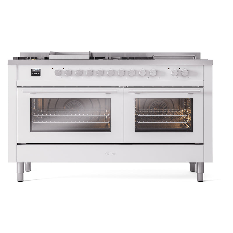 ILVE Professional Plus II 60 Inch Dual Fuel Range with 7 Sealed Burners, Griddle & French Top - UP60FS - The Home Selection