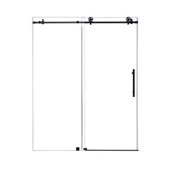 Altair Gareth 60" W x 78" H Single Sliding Frameless Shower Door in Matte Black with Clear Glass