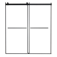 Altair Belizzi 68" W x 76" H By Pass Frameless Exposed Roller Shower Door in Matte Black with Clear Glass