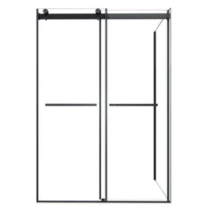 Altair Belizzi 52" W x 76" H By Pass Frameless Exposed RollerShower Enclosure in Matte Black with Clear Glass