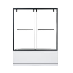 Altair Caspar 60" W x 58" H By Pass Semi Frameless Tub Door in Matte Black with Clear Glass